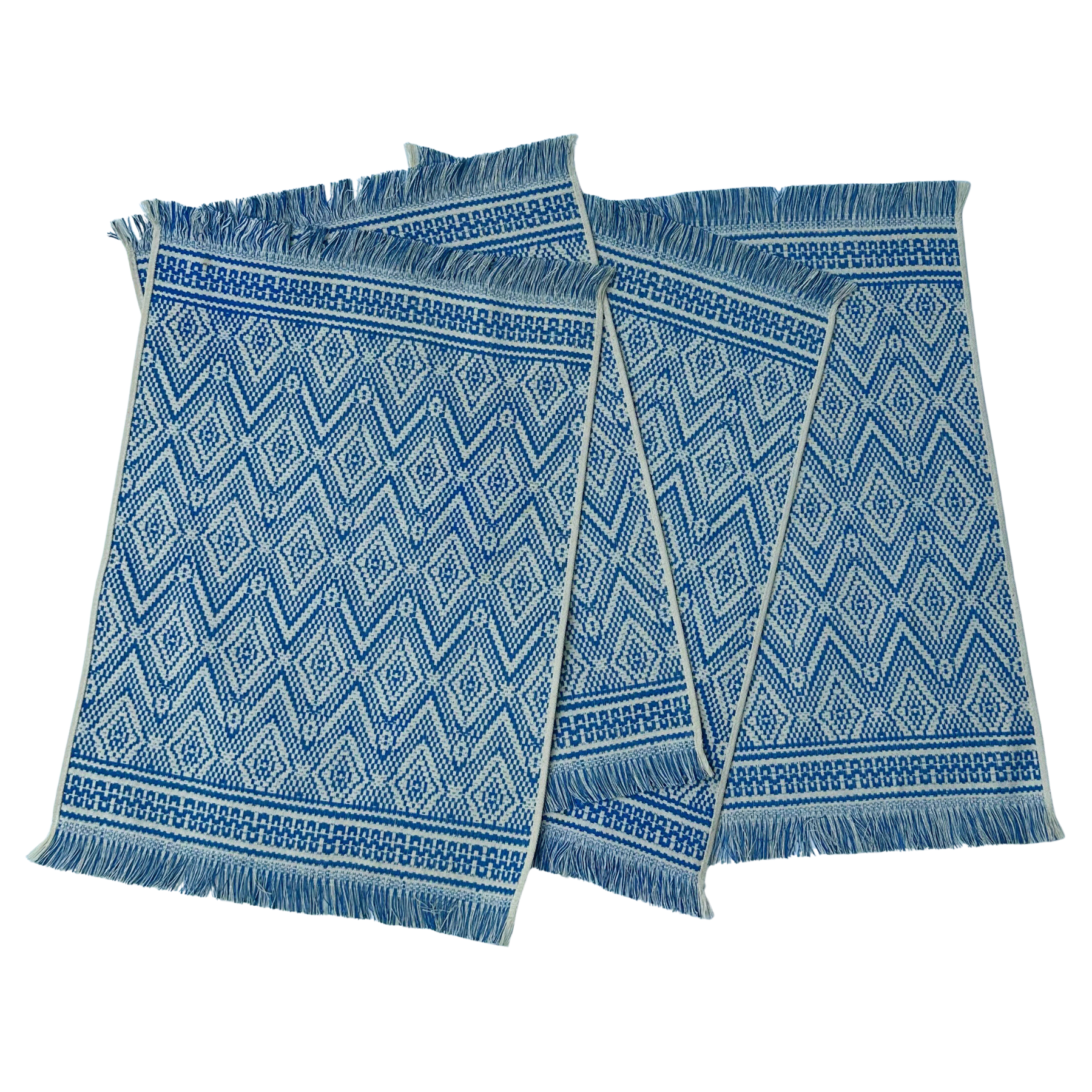 Vintage Blue and White Overshot Placemats (Set of 4)