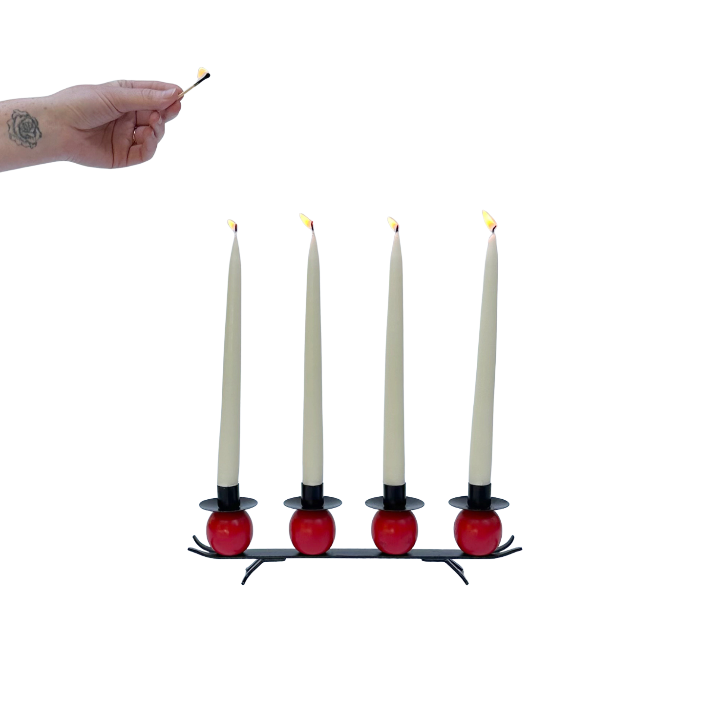 Vintage Swedish Black & Red Candelabra