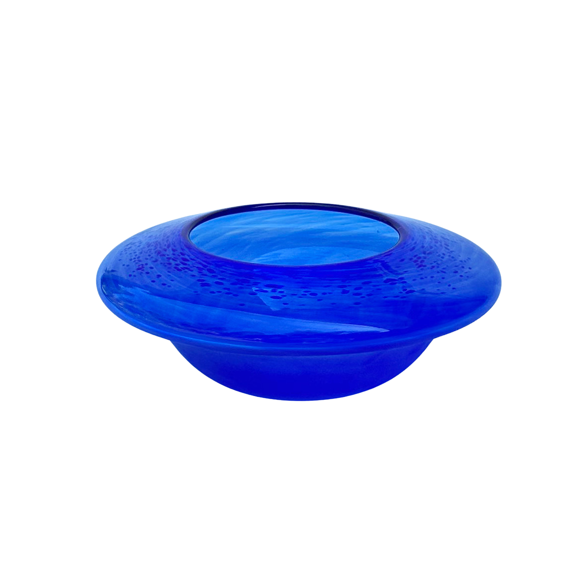 Cobalt Hand Blown Glass Shallow Vessel