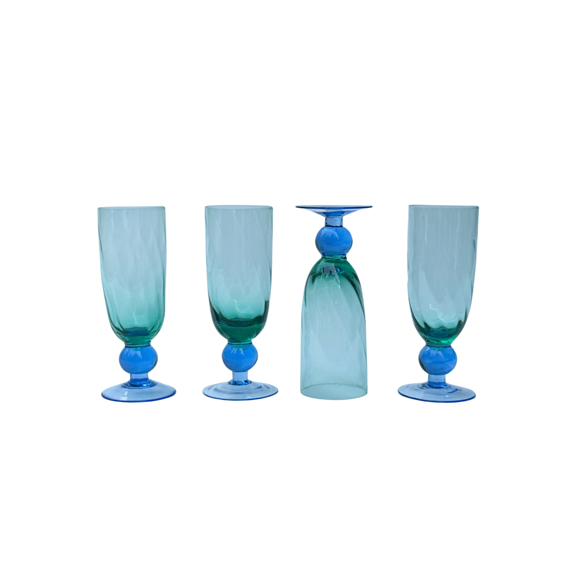 Vintage Two-Toned Wine Glasses with Ball Stems (Set of 4)