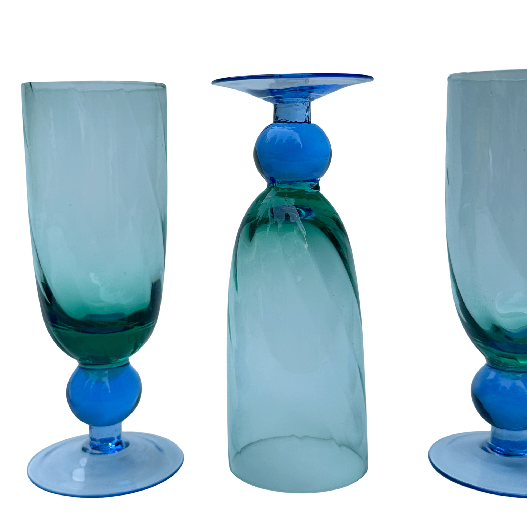 Vintage Two-Toned Wine Glasses with Ball Stems (Set of 4)