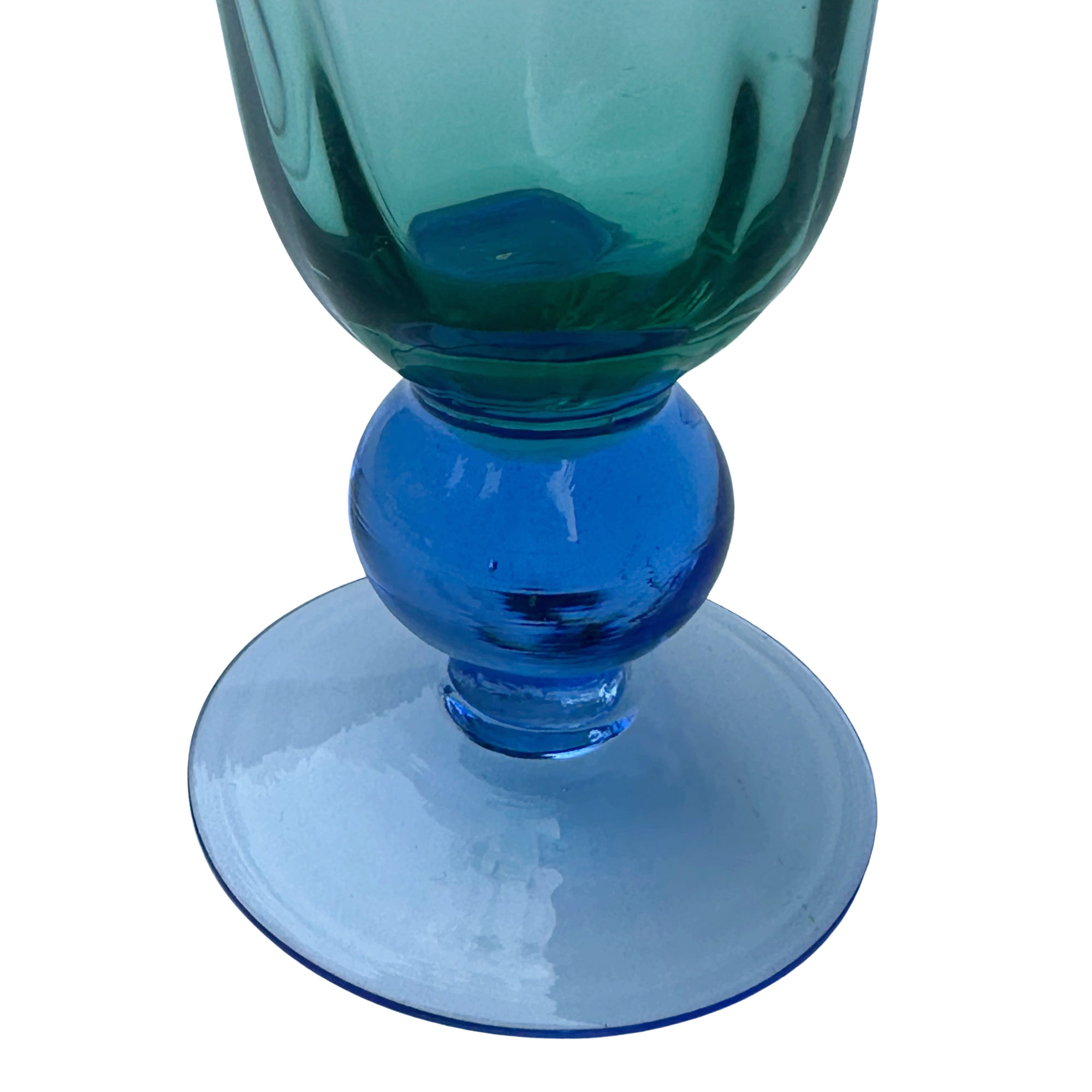 Vintage Two-Toned Wine Glasses with Ball Stems (Set of 4)