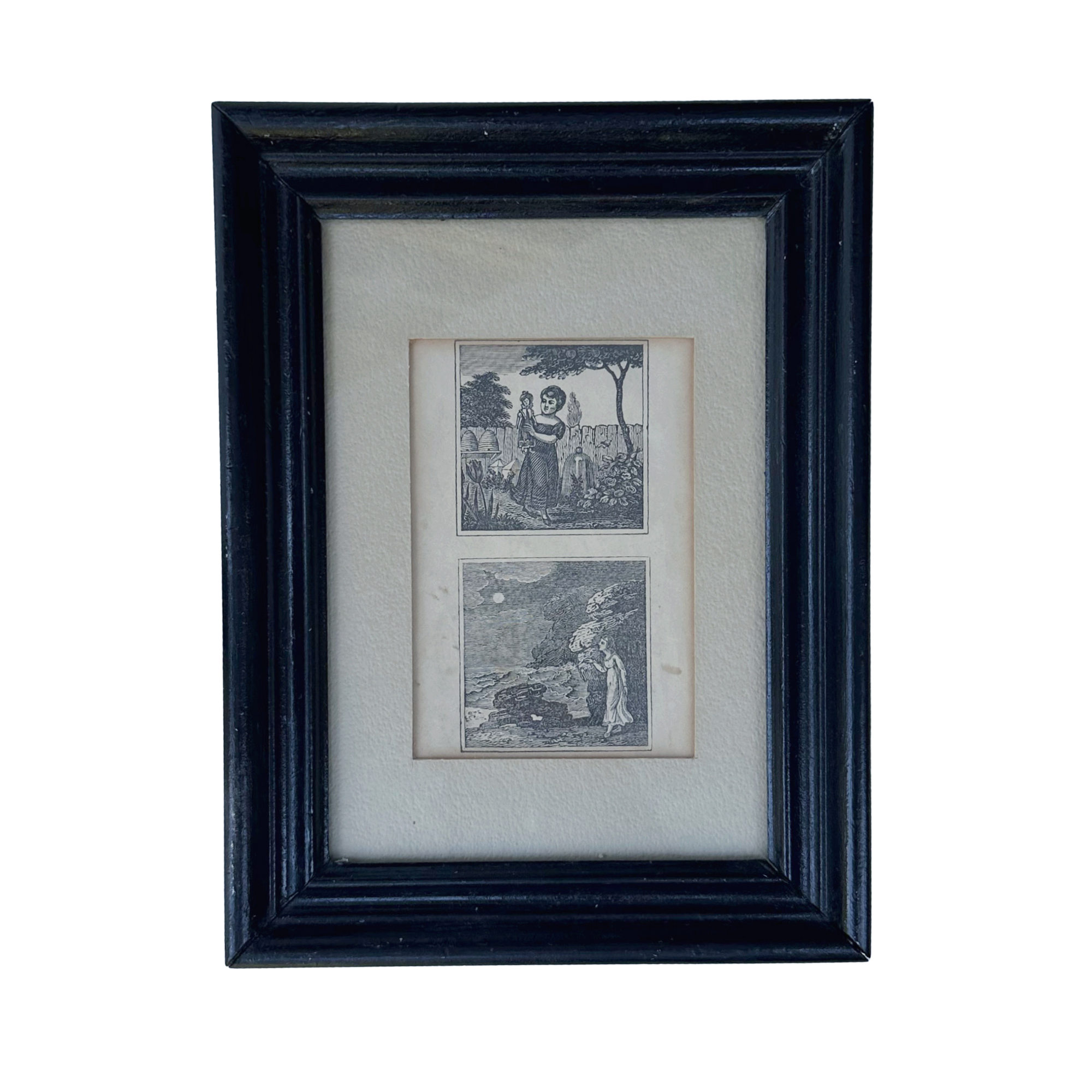 Framed Antique Childrens Book Etching