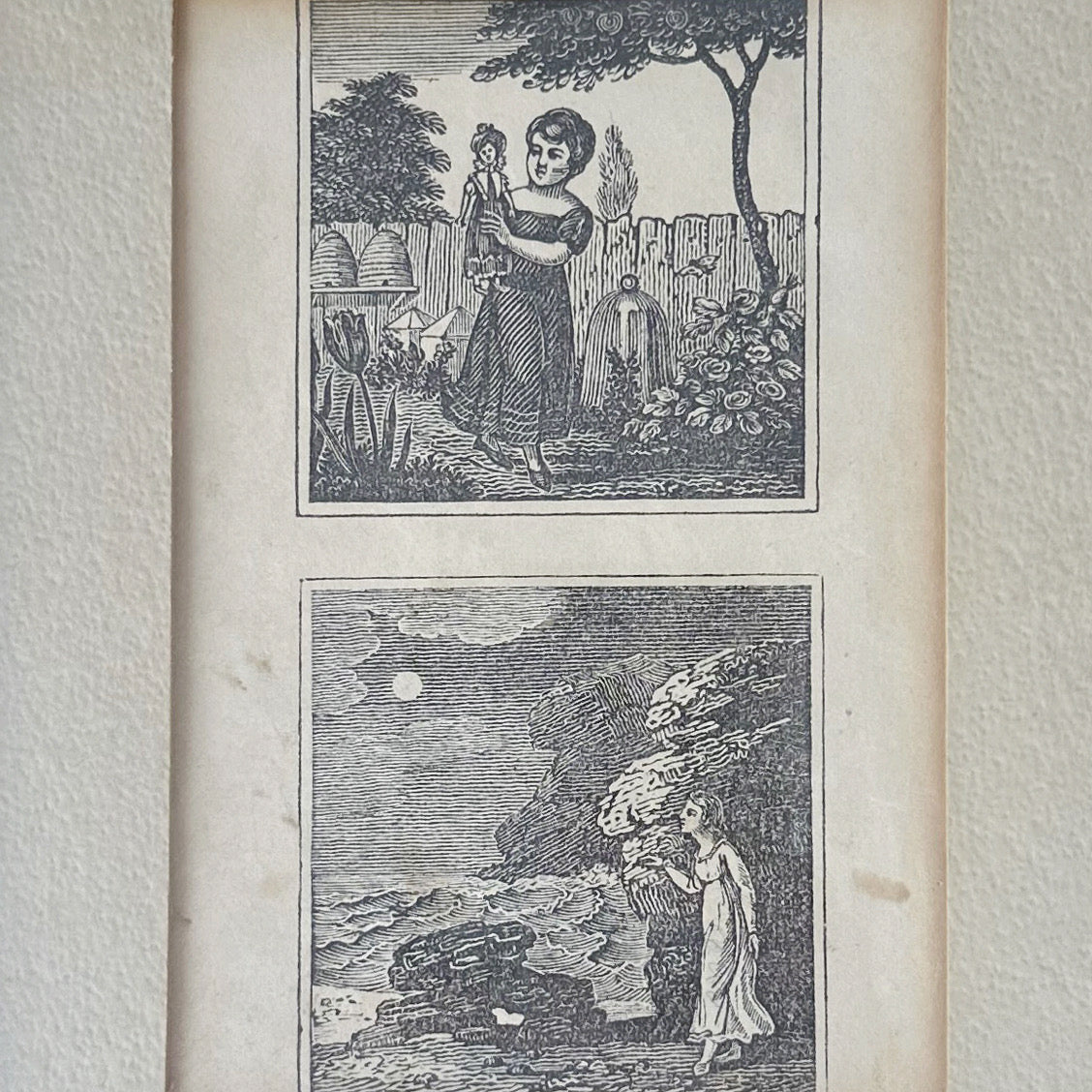 Framed Antique Childrens Book Etching