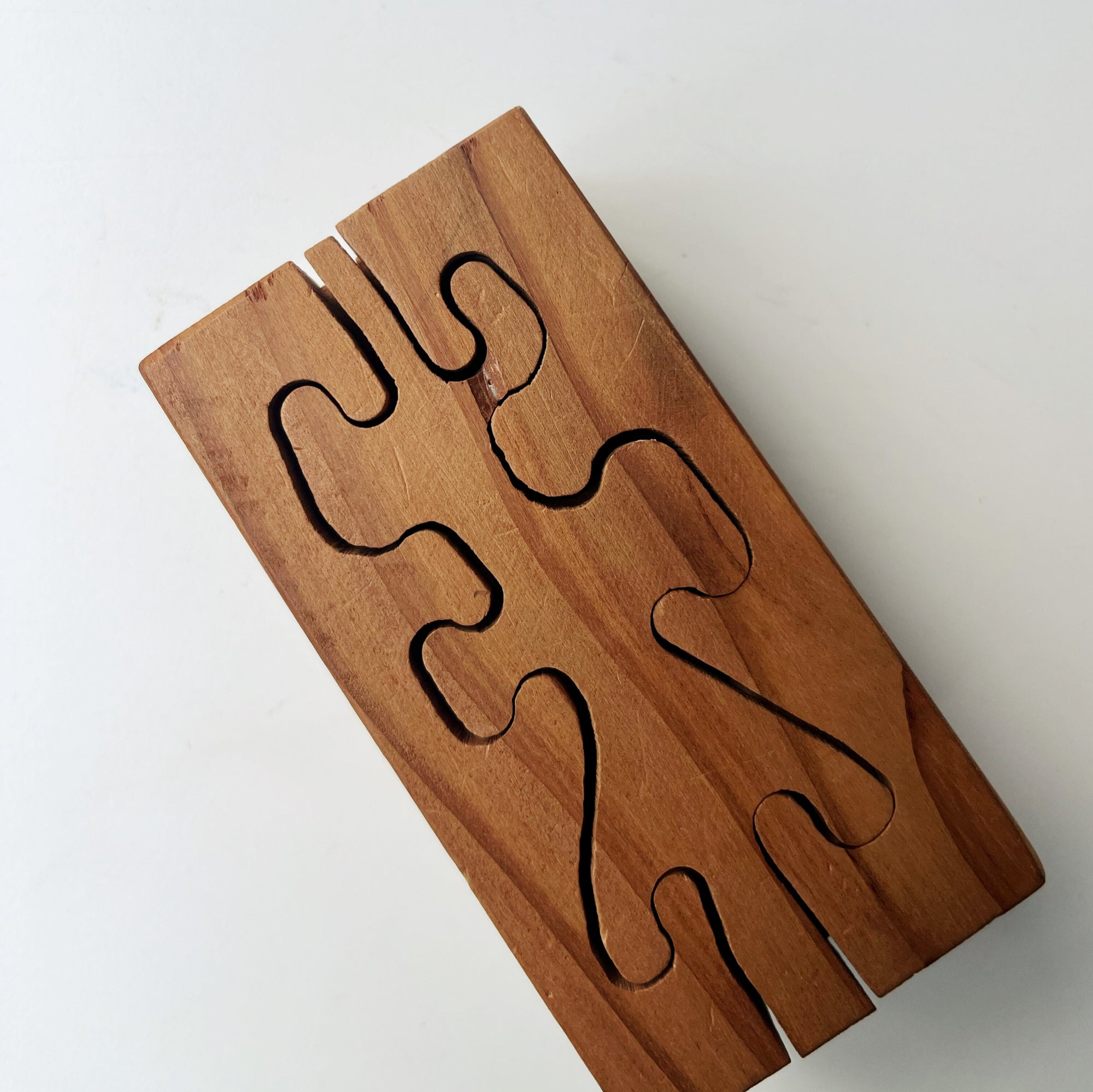 Vintage Wood Puzzle Sculpture