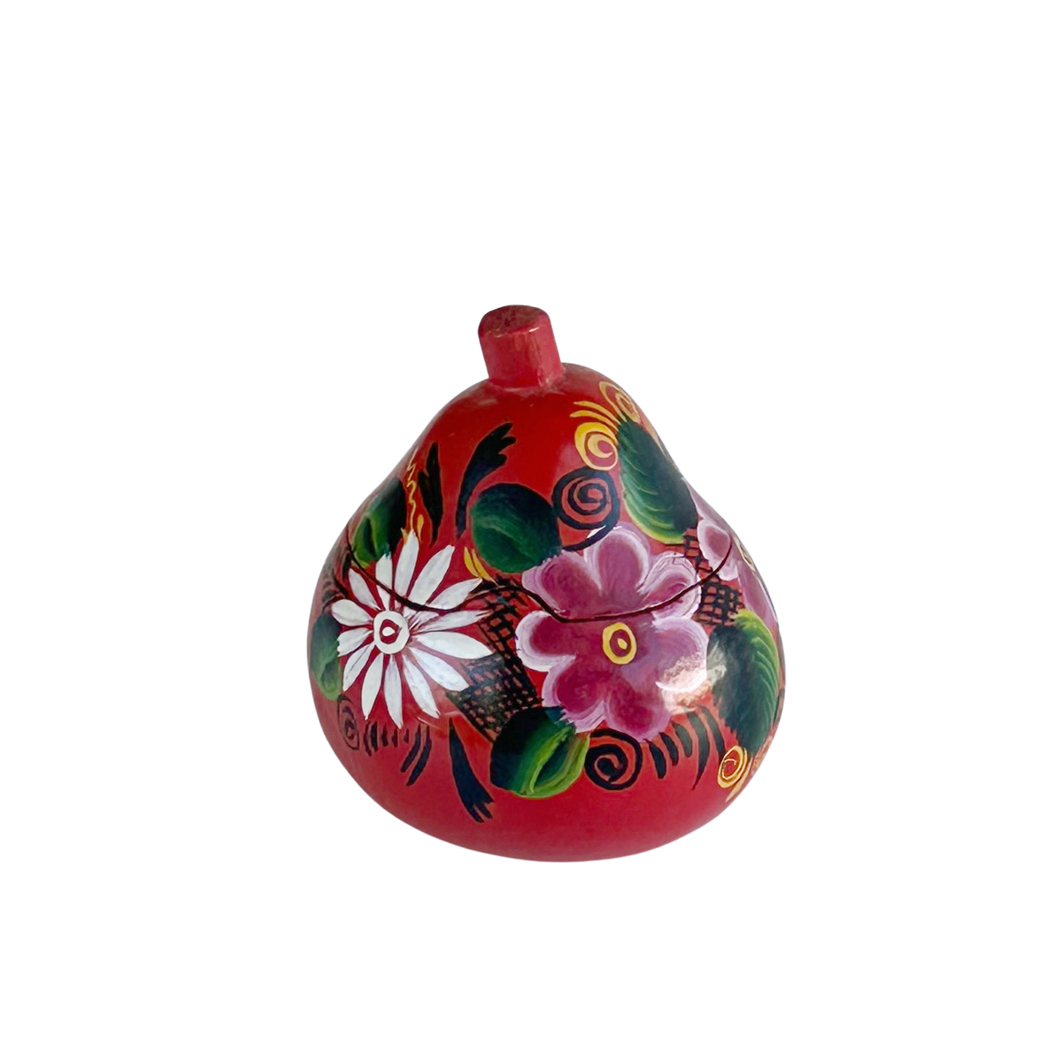 Vintage Mexican Folk Art Gourd Trinket Box
