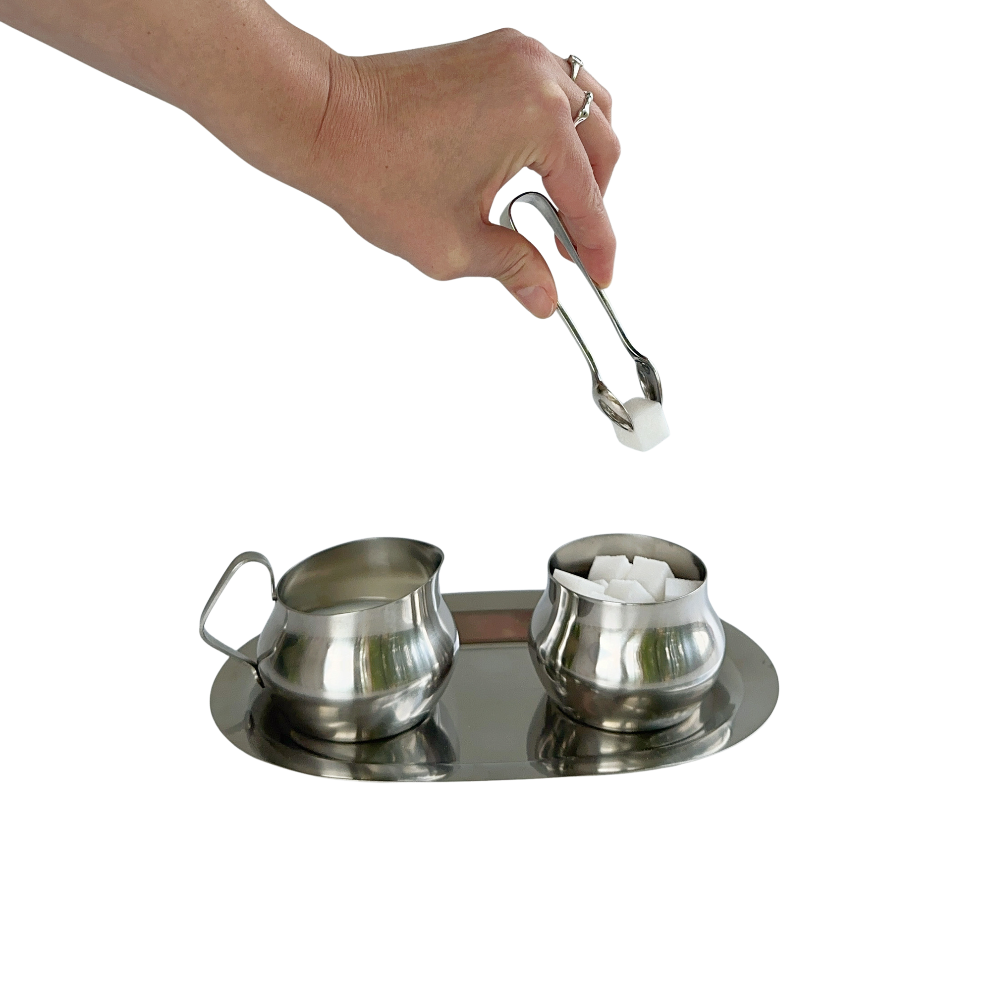 Vintage Stainless Cream & Sugar Set