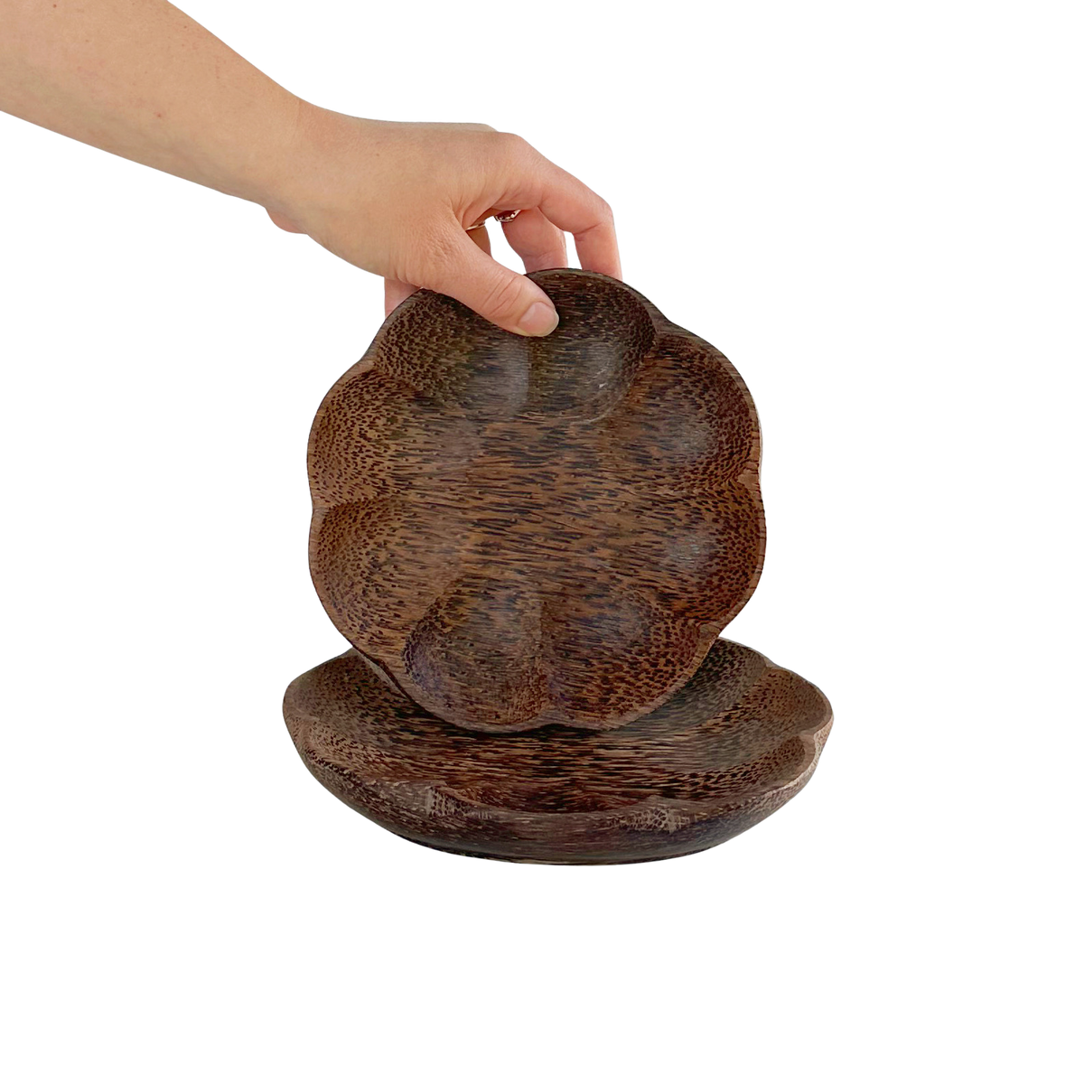 Vintage Handcarved Scallop Plates | Set of 2
