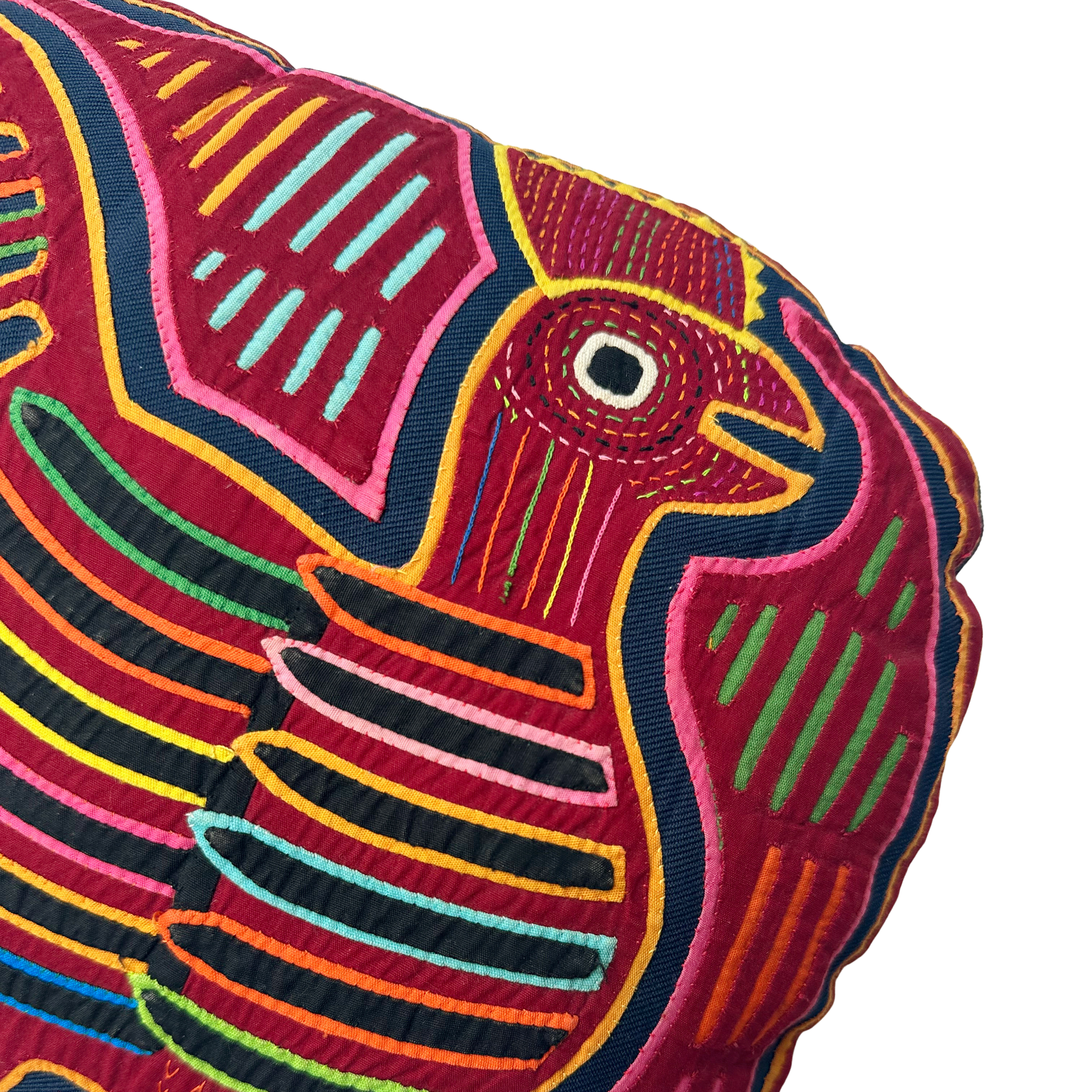 Vintage Kuna Mola Chicken Throw Pillow