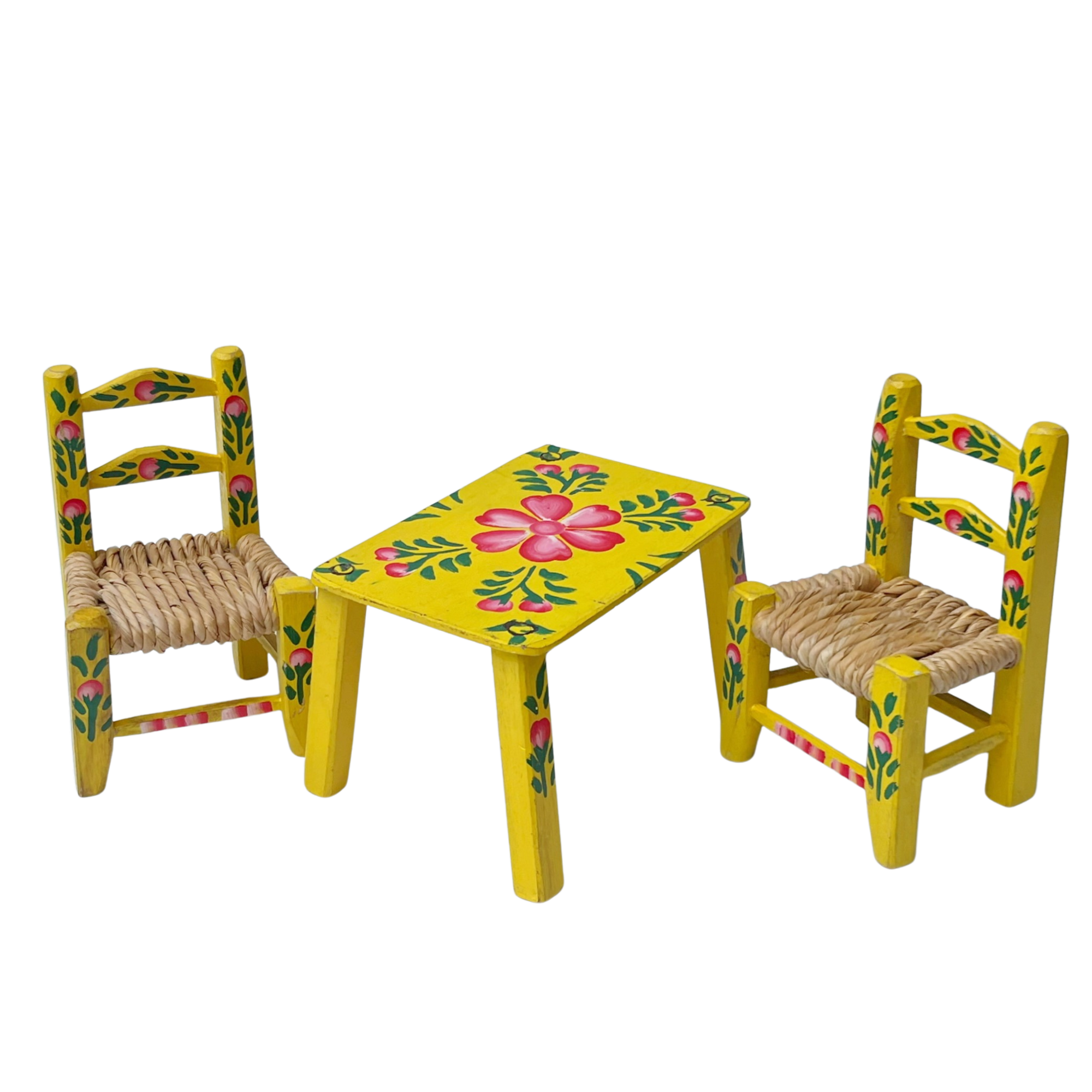 Vintage Miniature Folk Art Table + Chairs