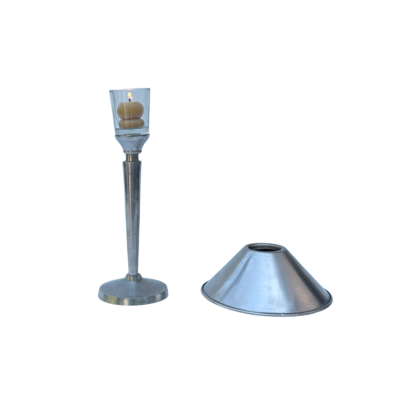 Vintage Steel Candle Holder with Shade