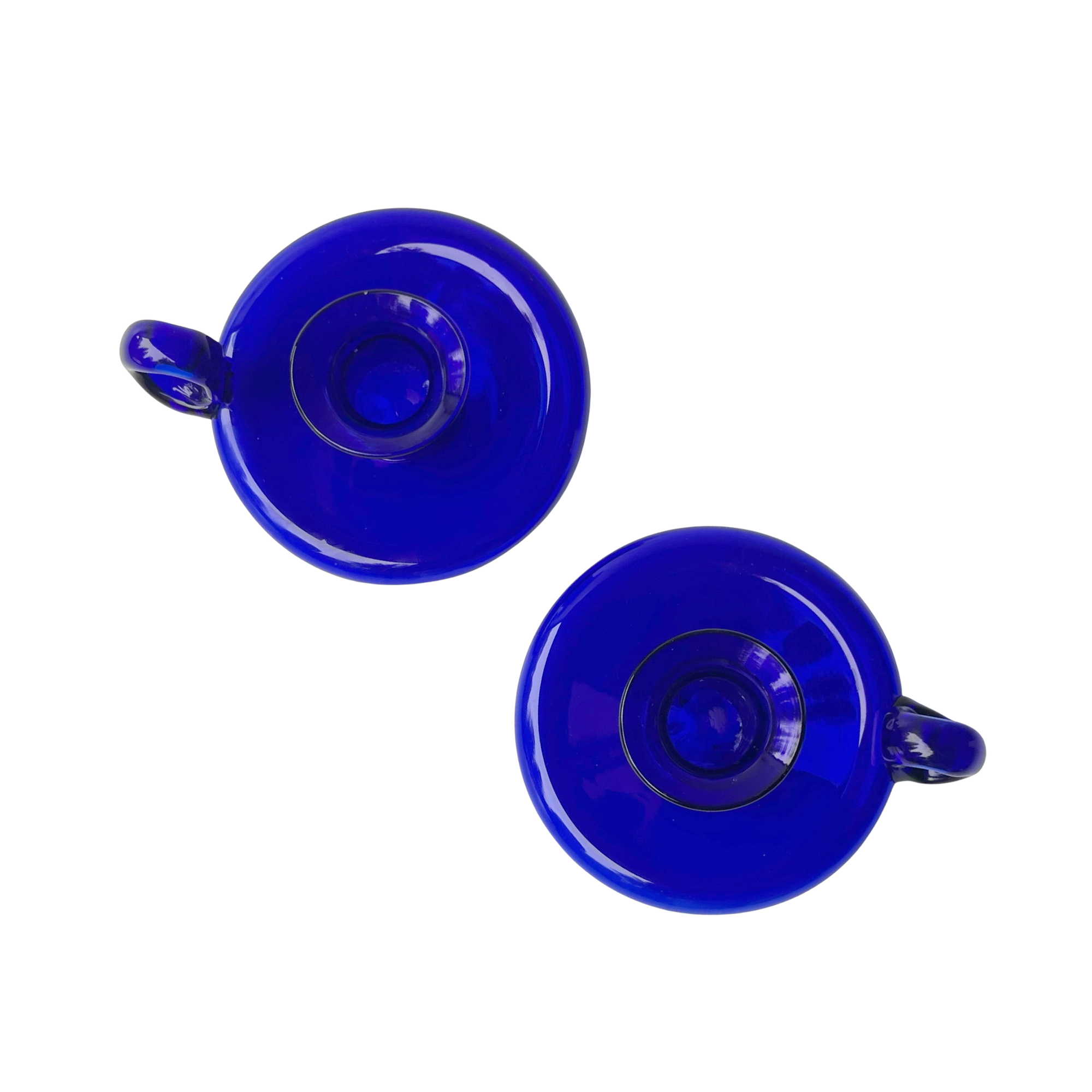 Vintage Cobalt Glass Candlestick Holders