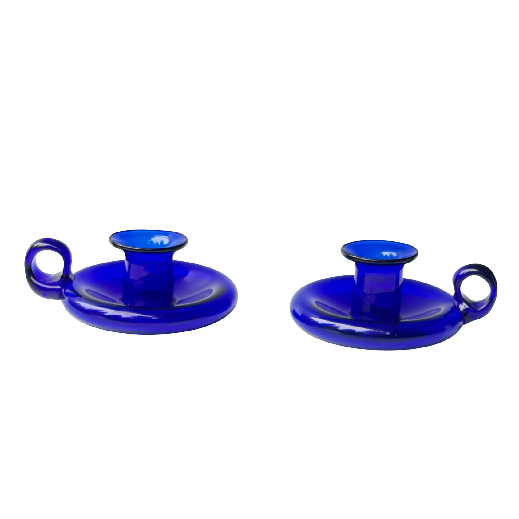 Vintage Cobalt Glass Candlestick Holders