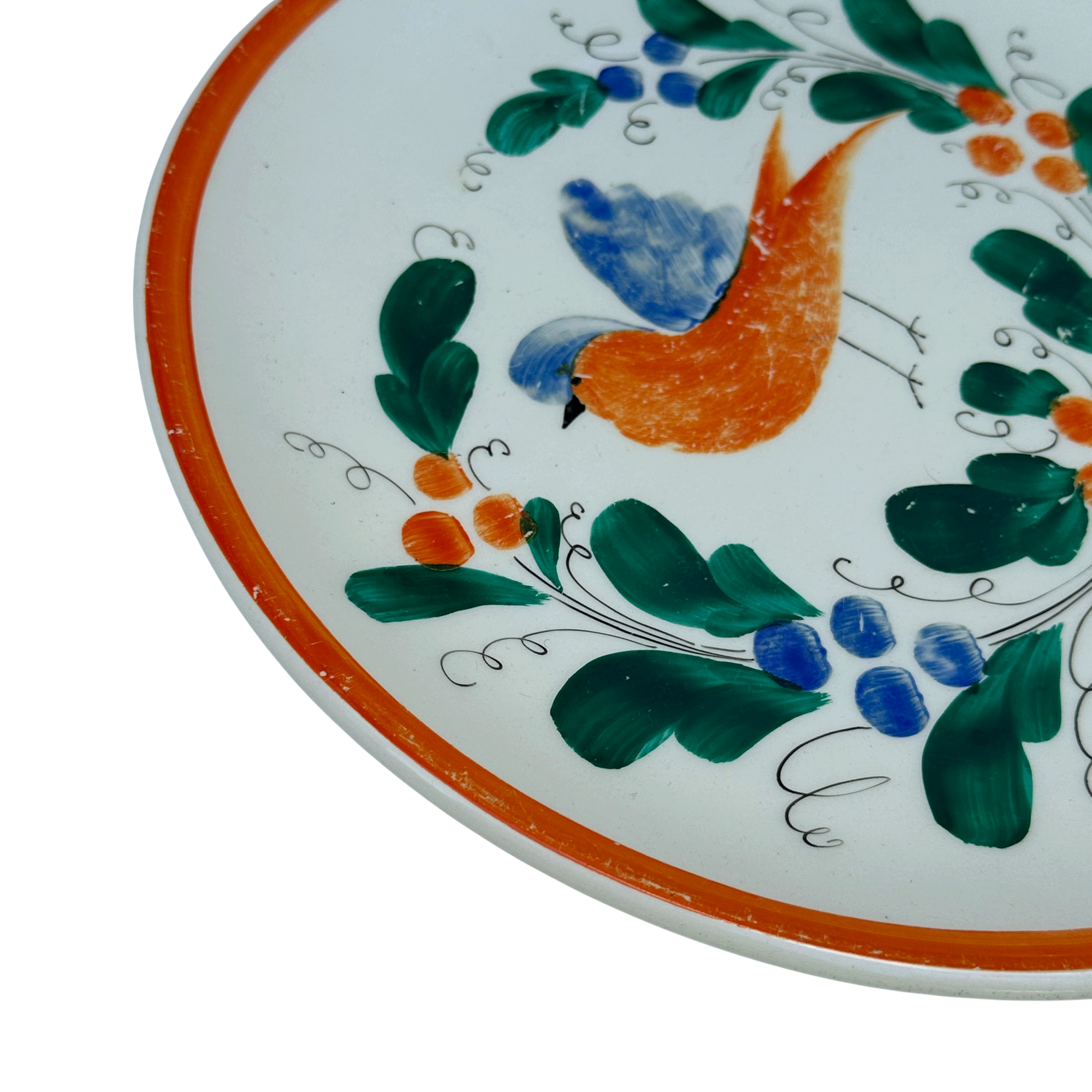 Vintage Hand-Painted Plate, Bird Motif
