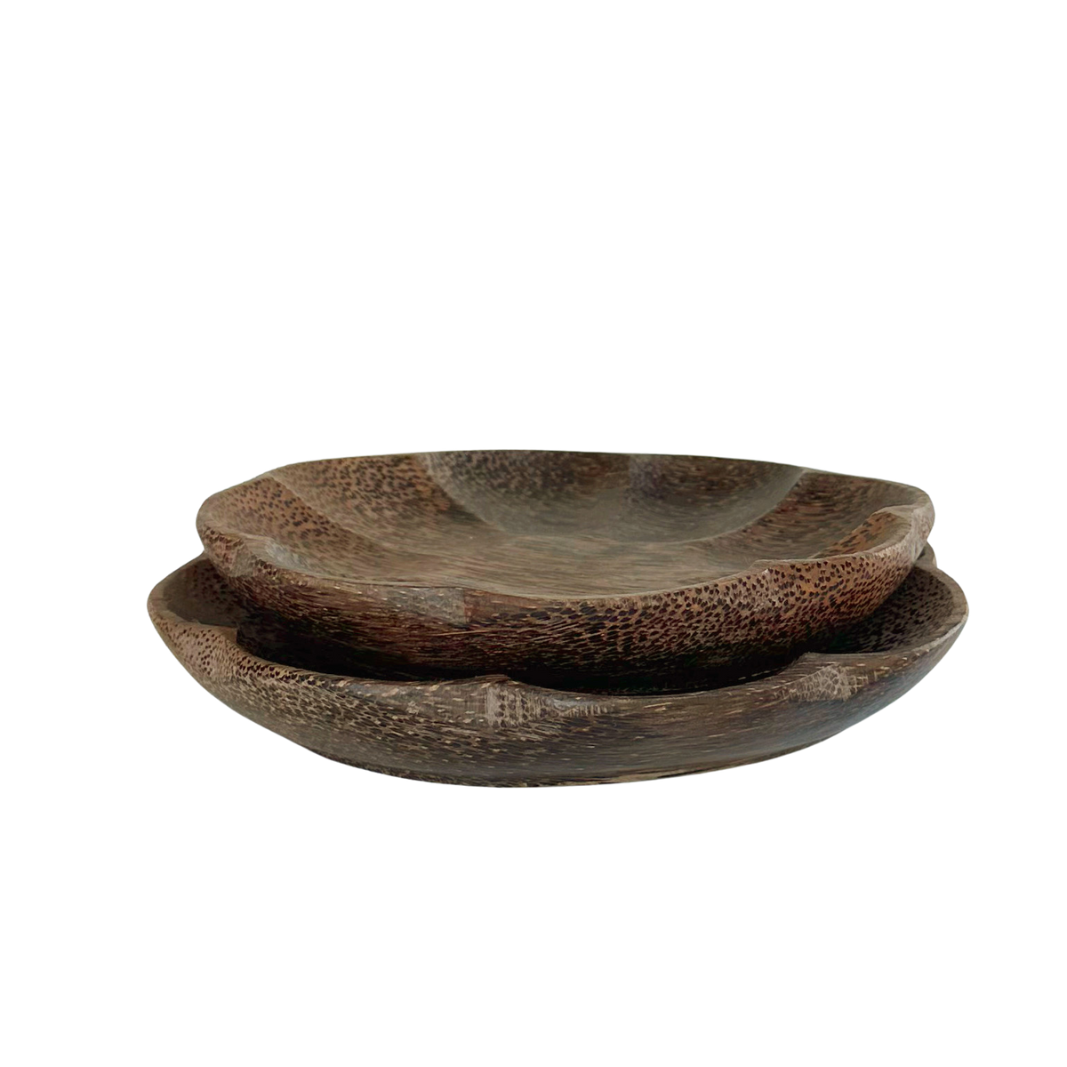 Vintage Handcarved Scallop Plates | Set of 2