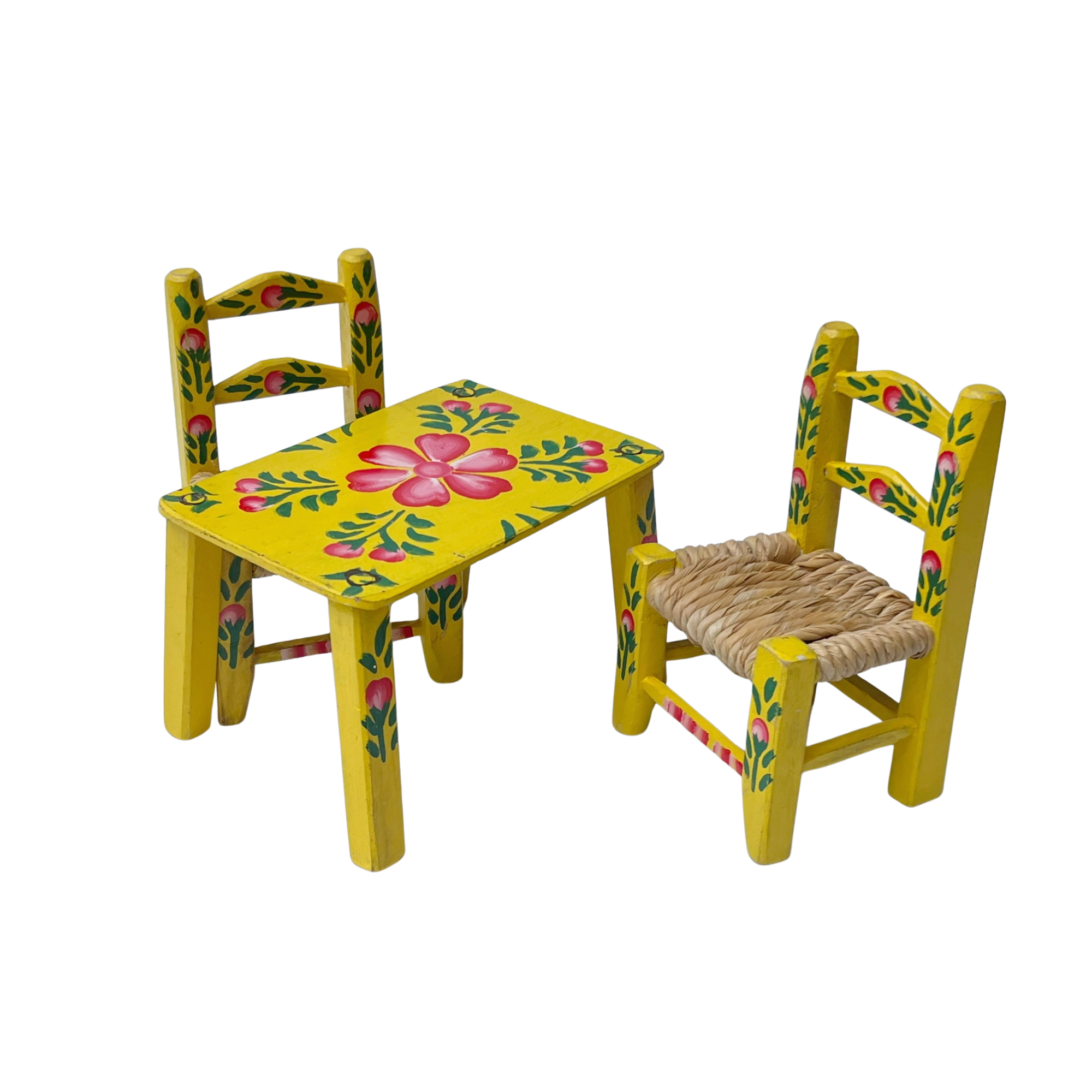 Vintage Miniature Folk Art Table + Chairs