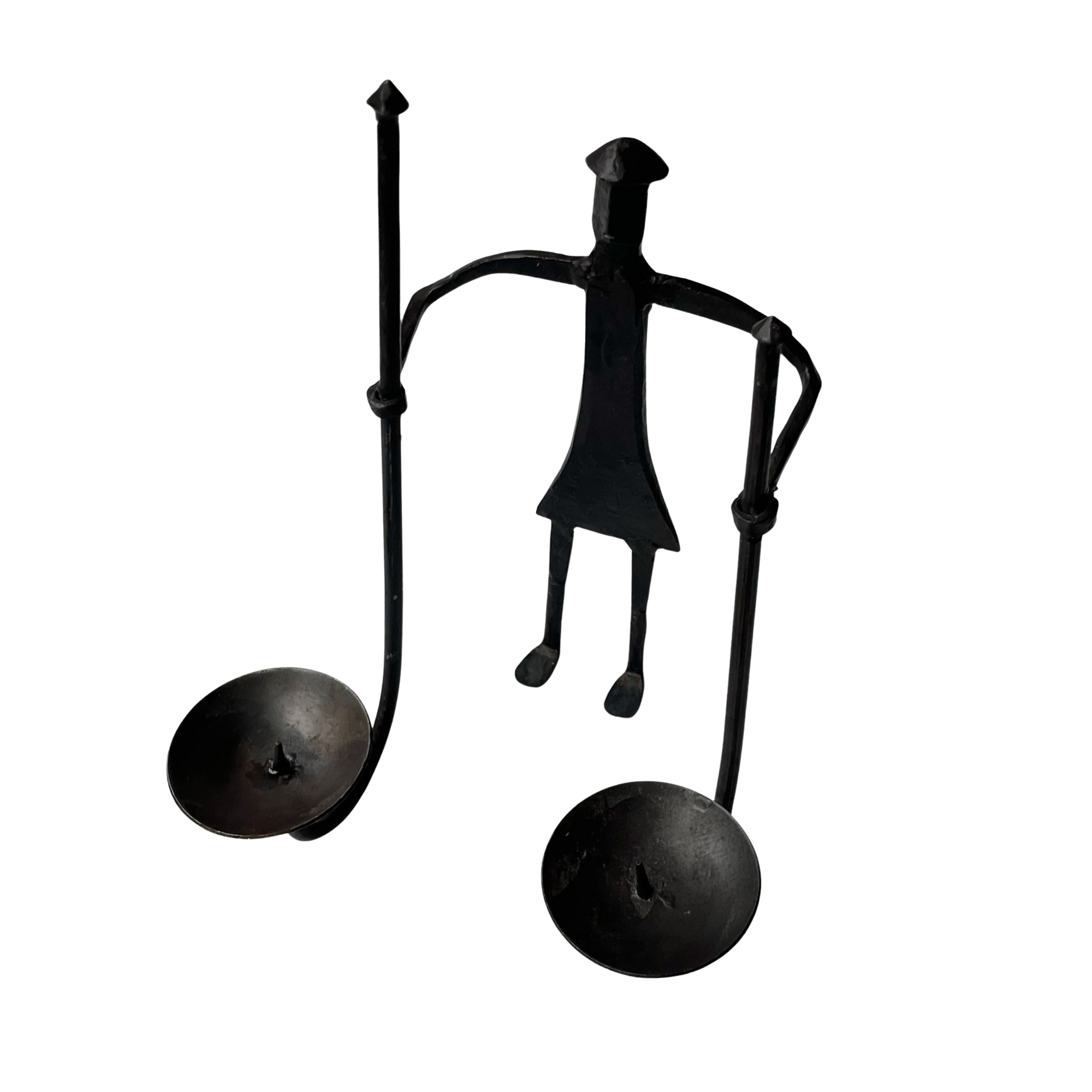 Vintage Figural Wrought Iron Candelabra