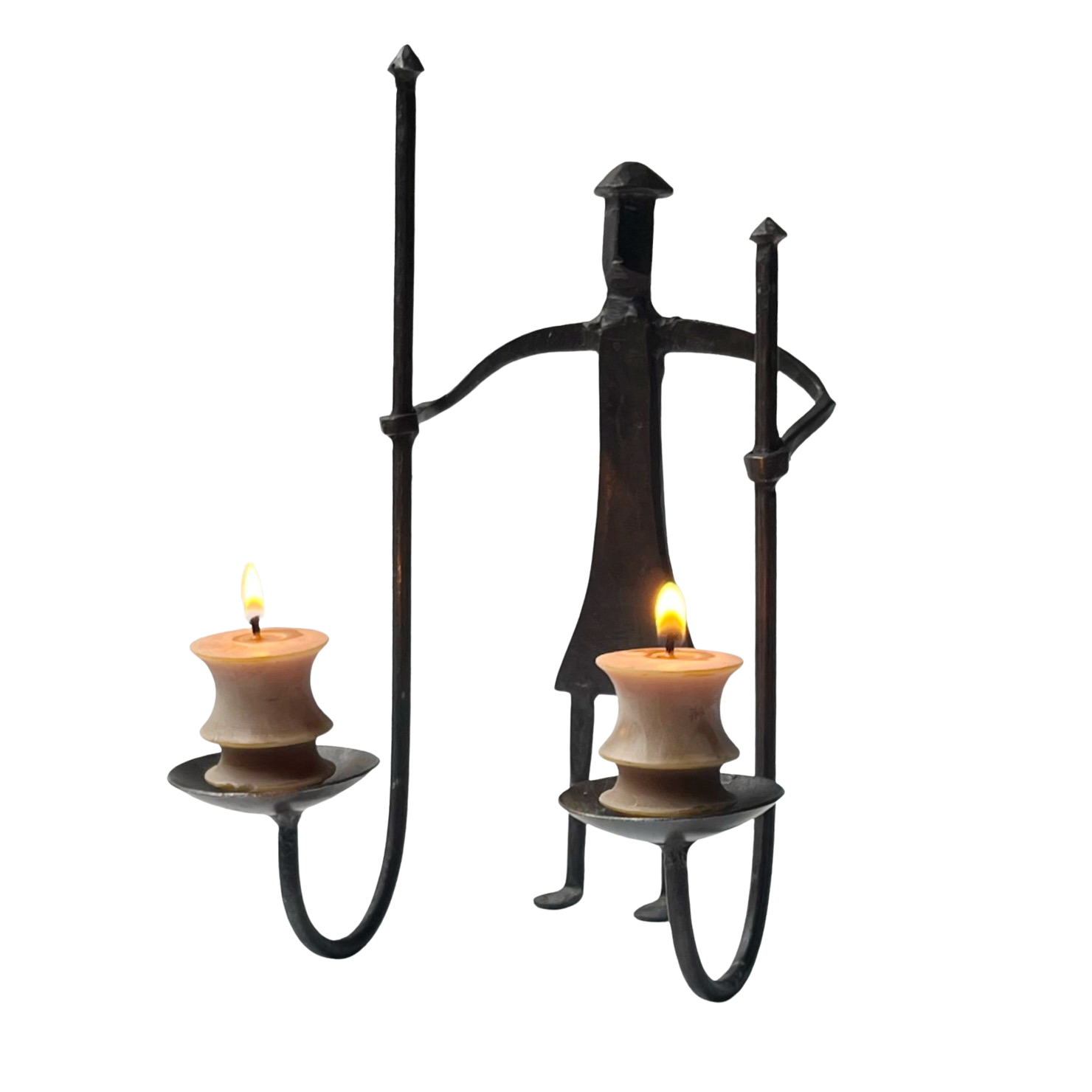 Vintage Figural Wrought Iron Candelabra