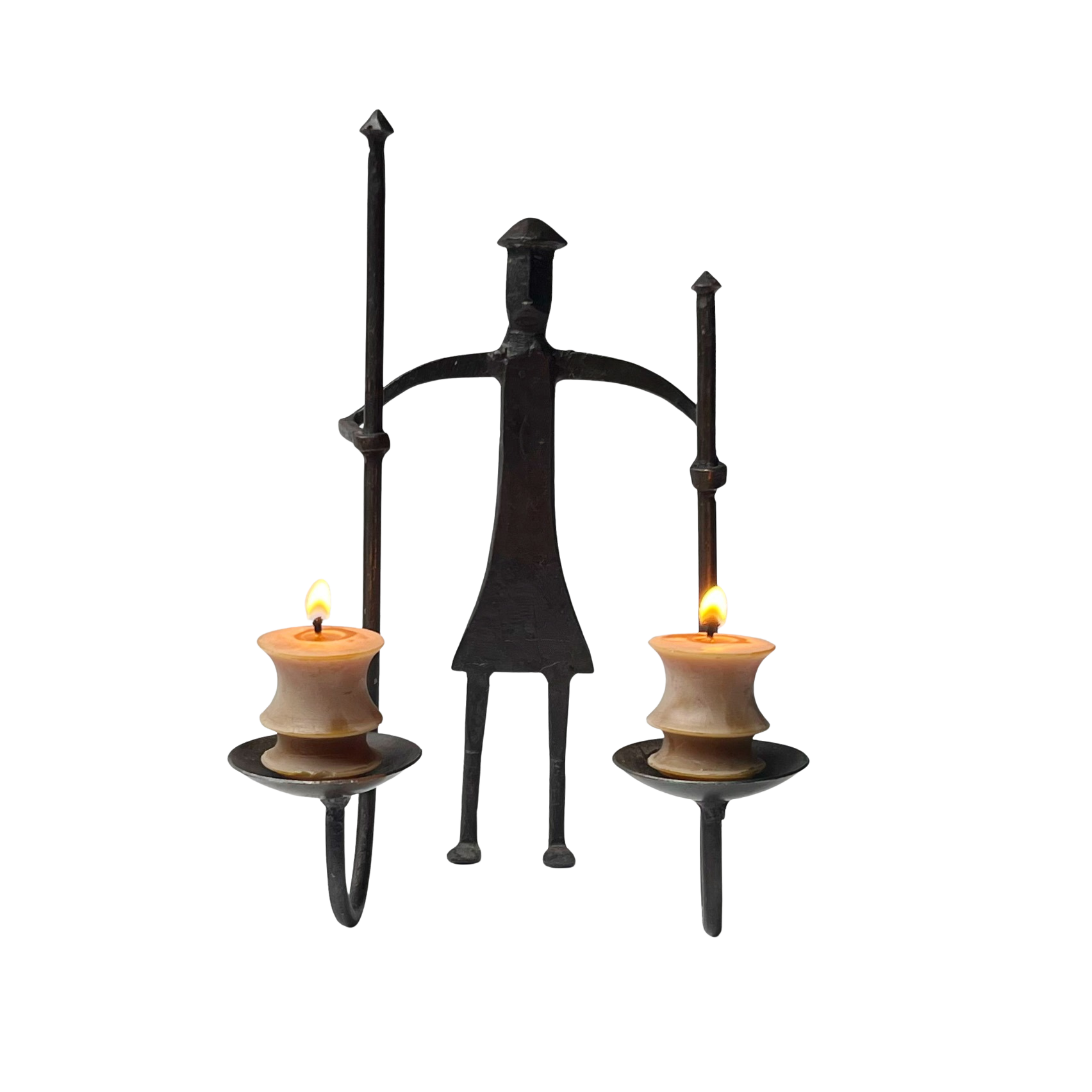 Vintage Figural Wrought Iron Candelabra