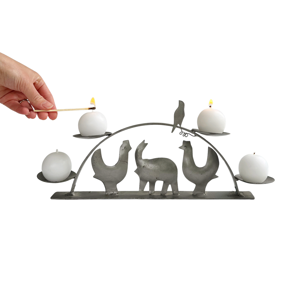 Vintage Metal Candelabra with Animal Motif