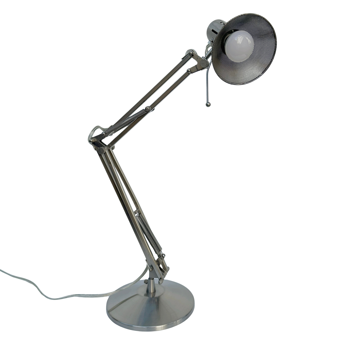 Vintage Steel Desk Lamp with Perforated Shade