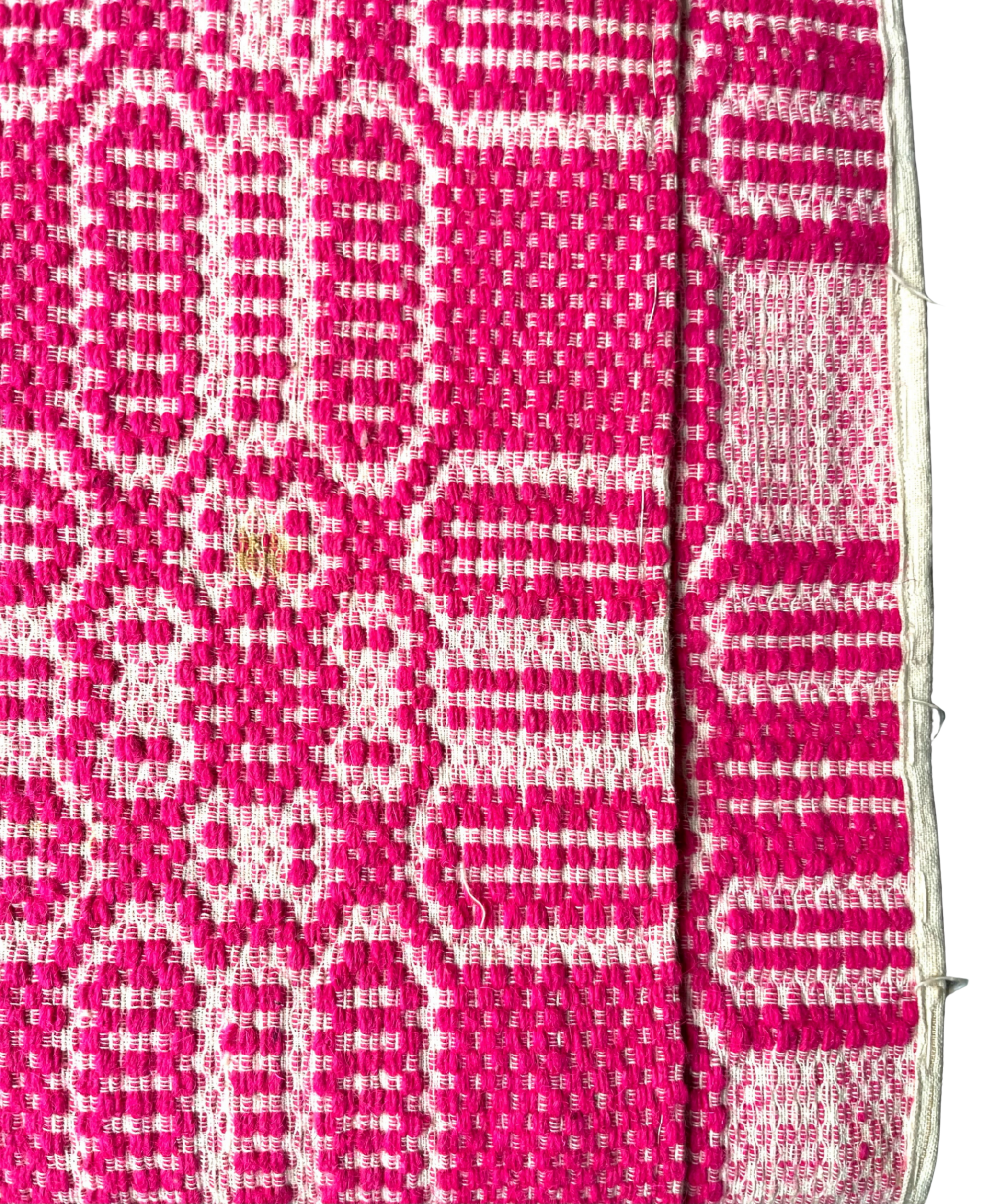Antique Overshot Coverlet in Fuchsia