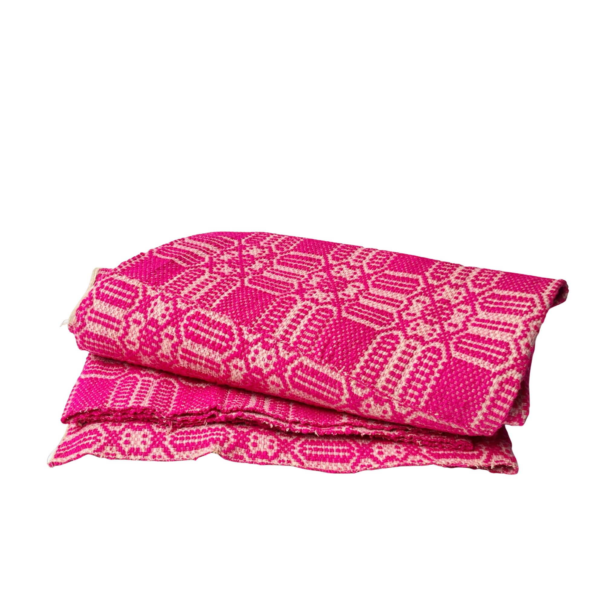 Antique Overshot Coverlet in Fuchsia