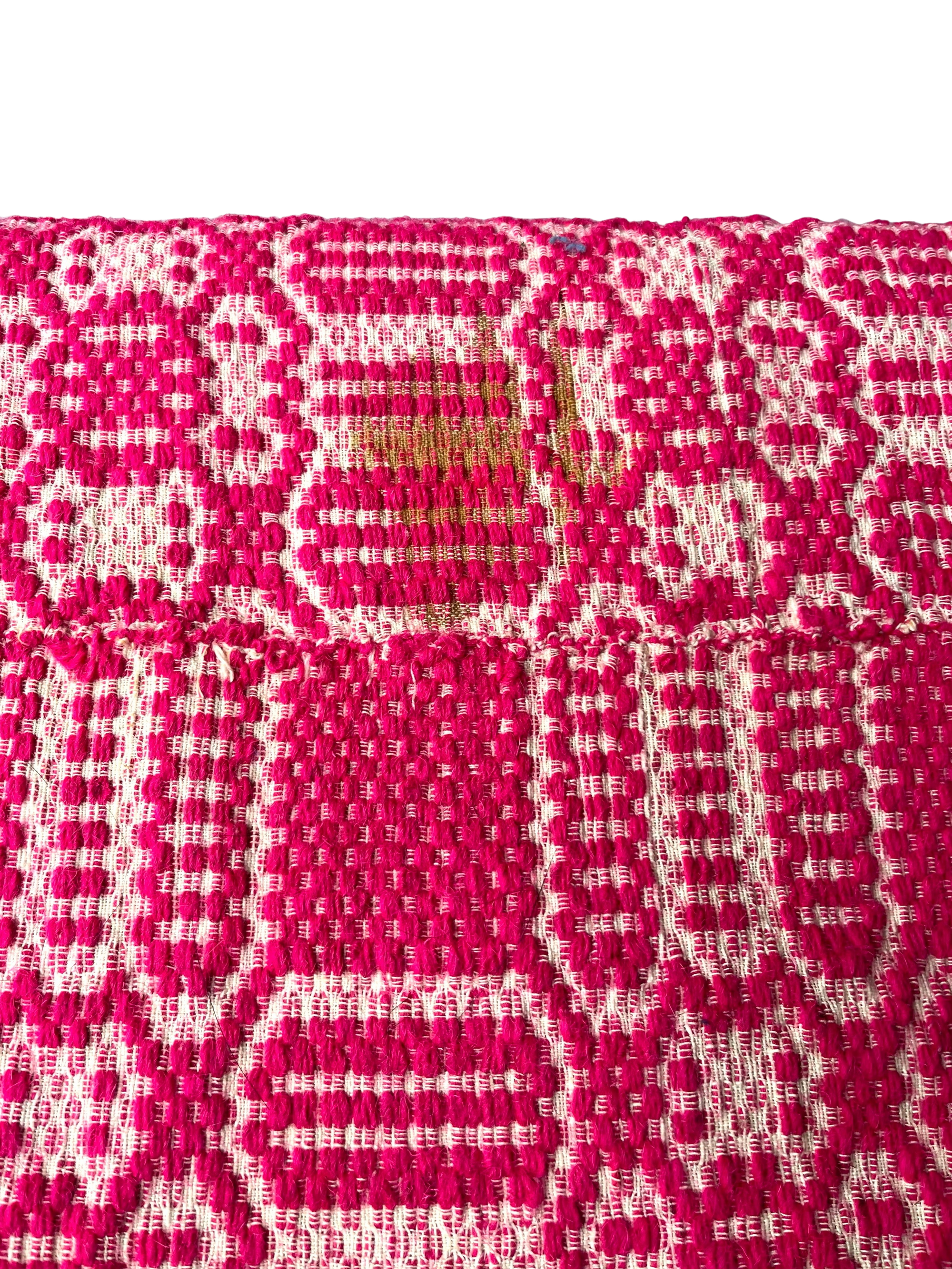 Antique Overshot Coverlet in Fuchsia
