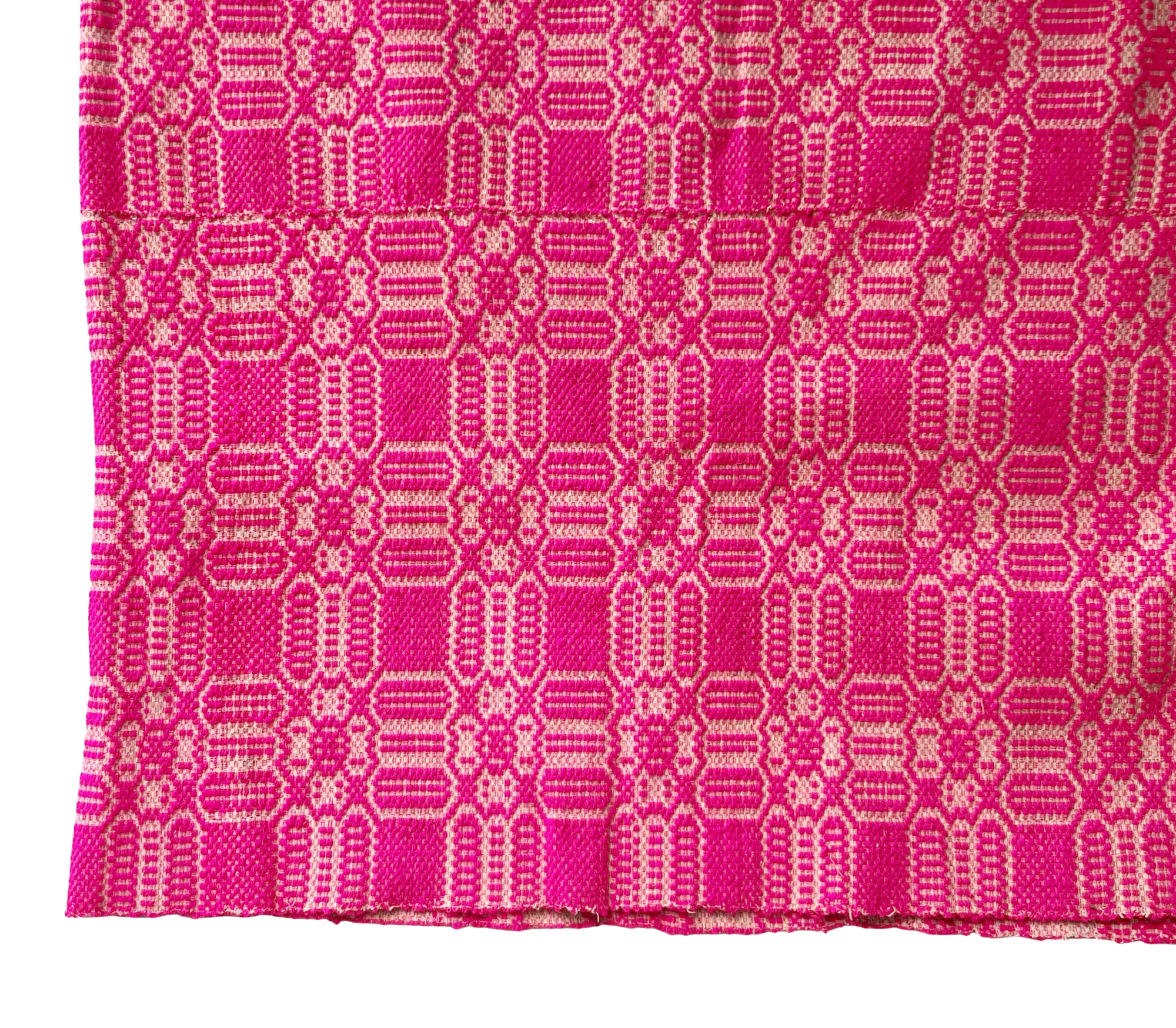Antique Overshot Coverlet in Fuchsia
