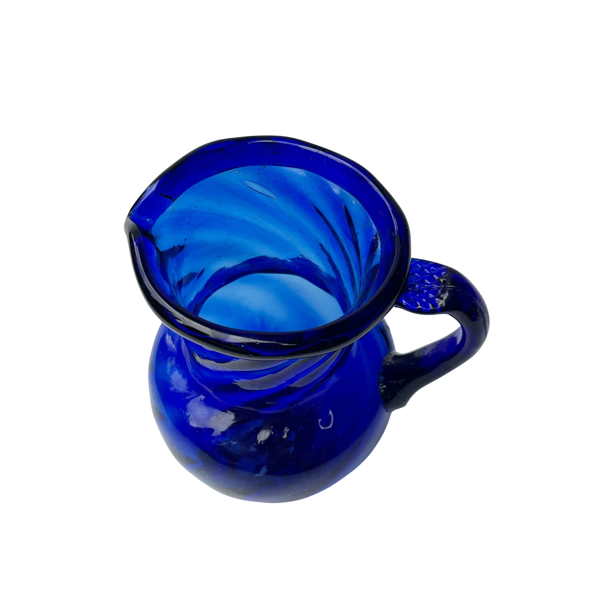 Vintage Hand-Blown Cobalt Glass Mini Pitcher