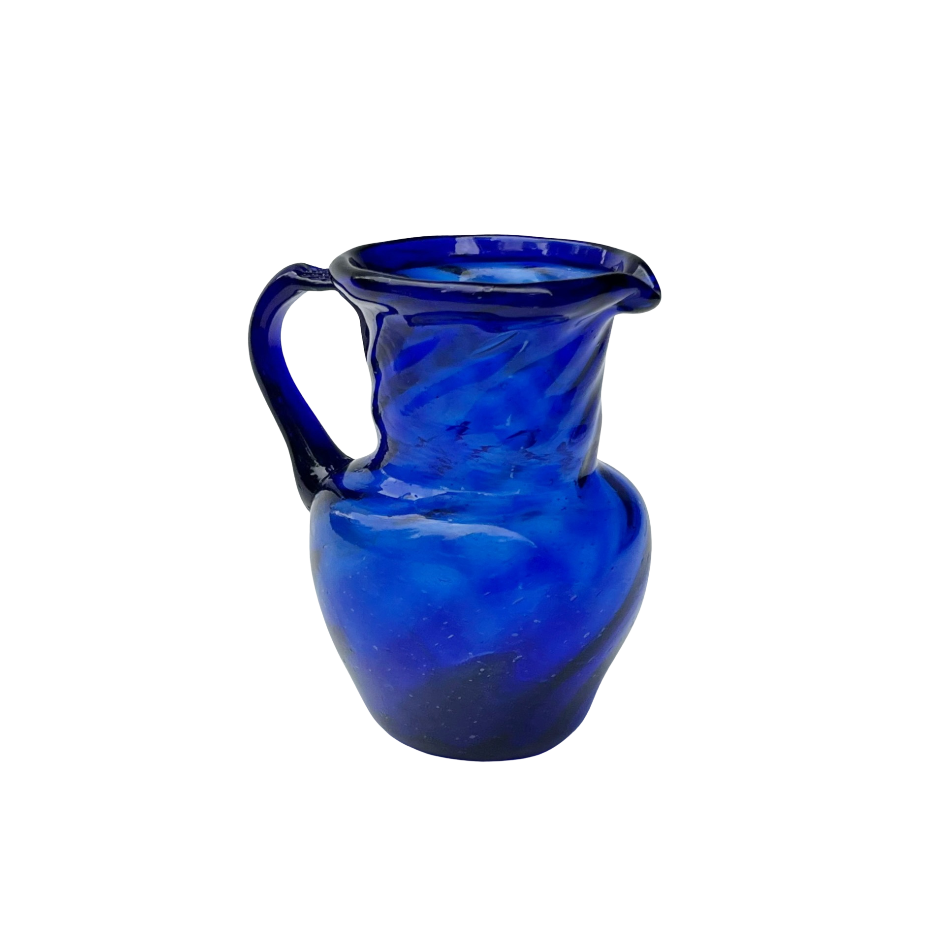 Vintage Hand-Blown Cobalt Glass Mini Pitcher