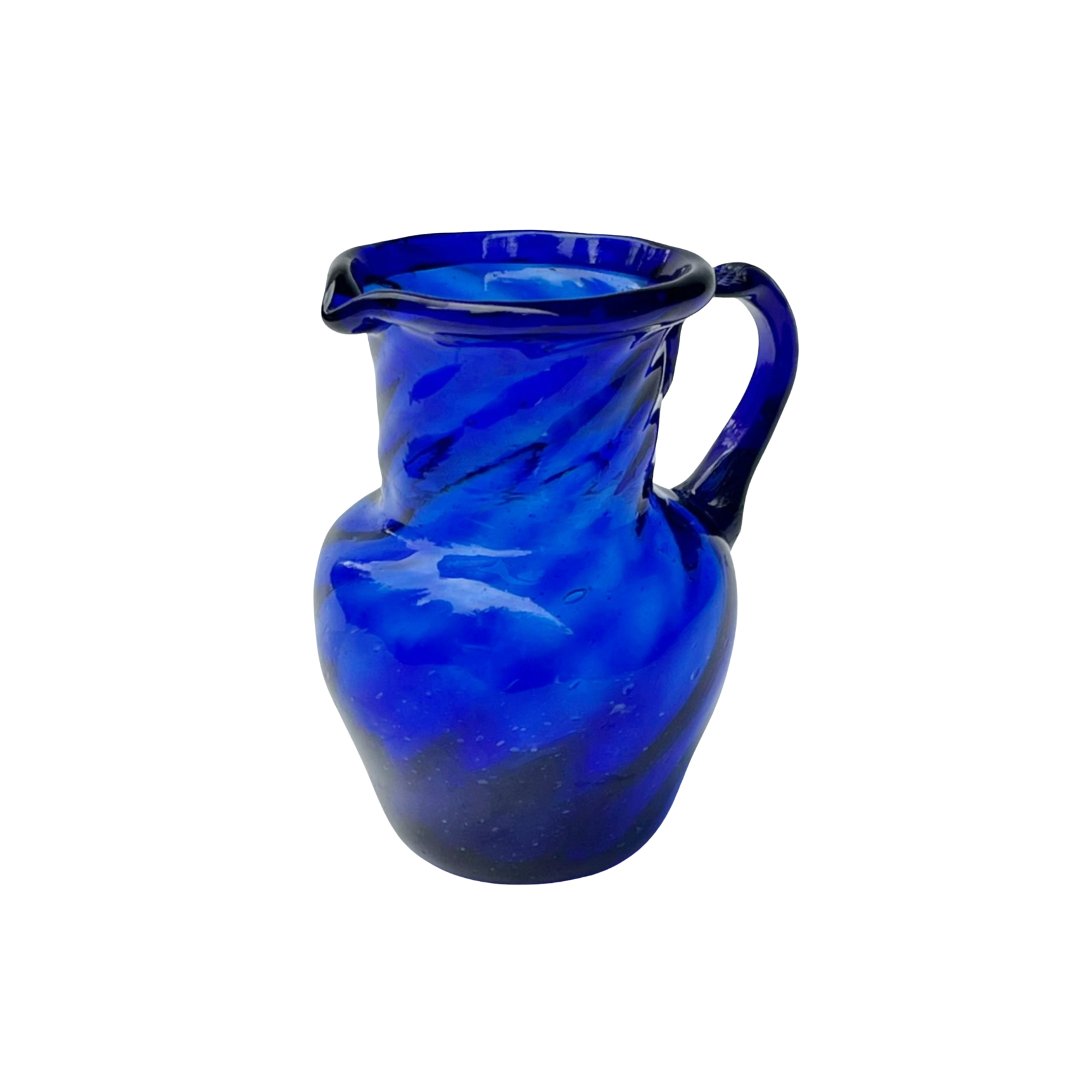 Vintage Hand-Blown Cobalt Glass Mini Pitcher