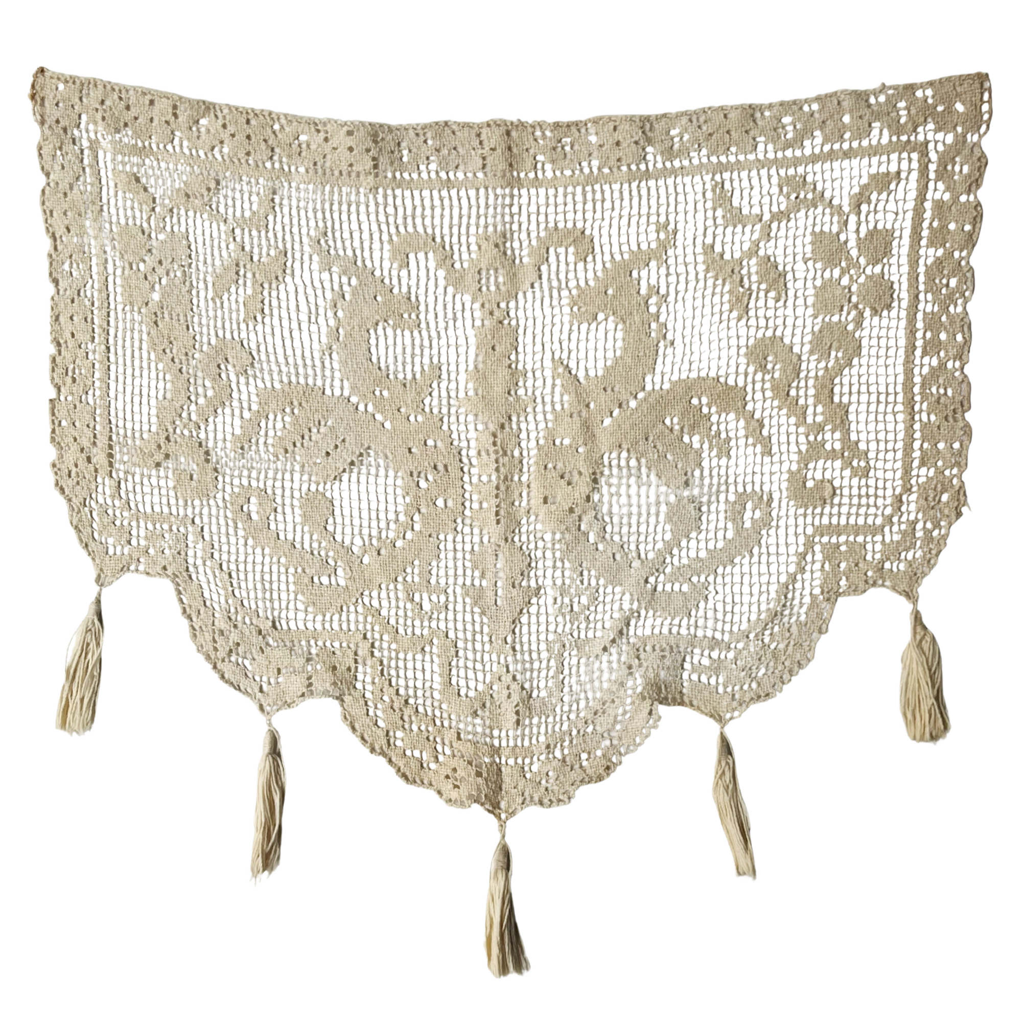 Vintage Tasseled Lace Antimacassar Hanging