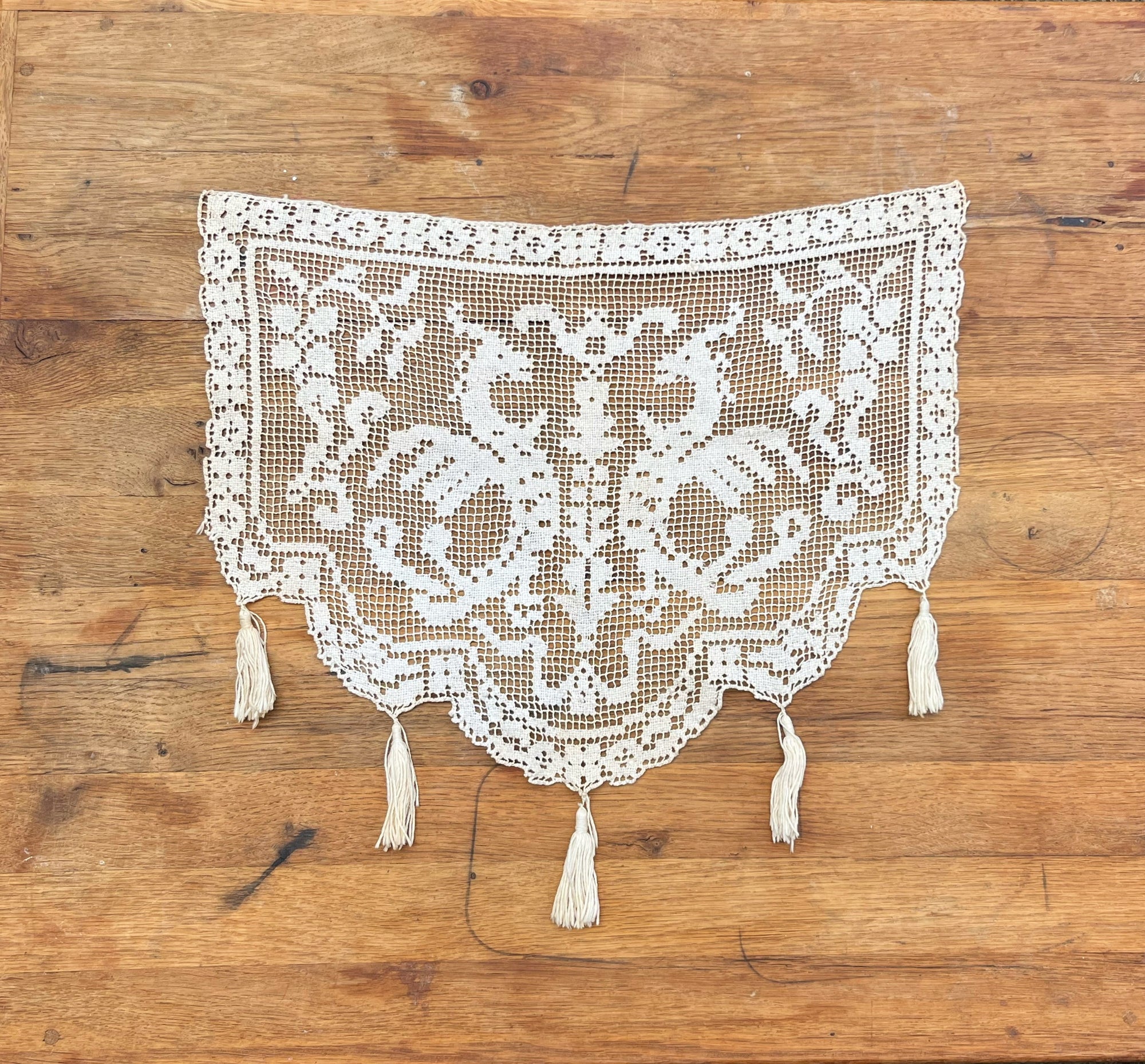 Vintage Tasseled Lace Antimacassar Hanging