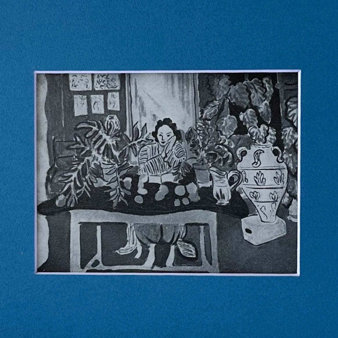 Vintage Mattise Print in Blue Frame