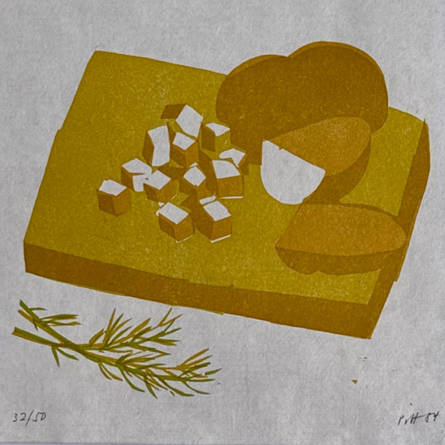Vintage Print | Cutting Board with Potatoes and Dill